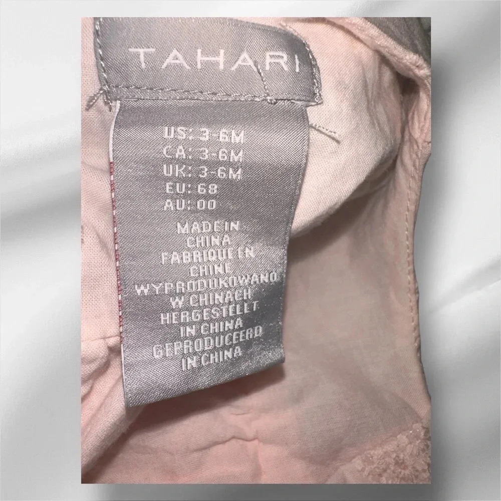 Tahari Eyelet Baby Dress in a beautiful peach color. Size 3M - Picture 4 of 5